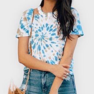 Tie Dye Cropped Shorts Sleeved T Shirt Top Boho Festival Bohemian